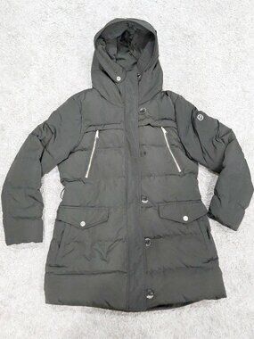 ❄️Michael Kors Olive Green Down Puffer Parka Down Jacket Coat Fur Hood Large❄️